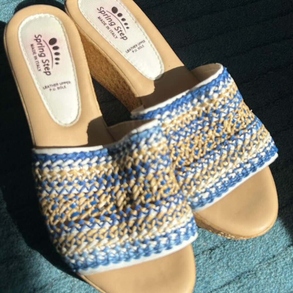 Spring Step Platform Slides, Multi-Color Raffia, … - image 2